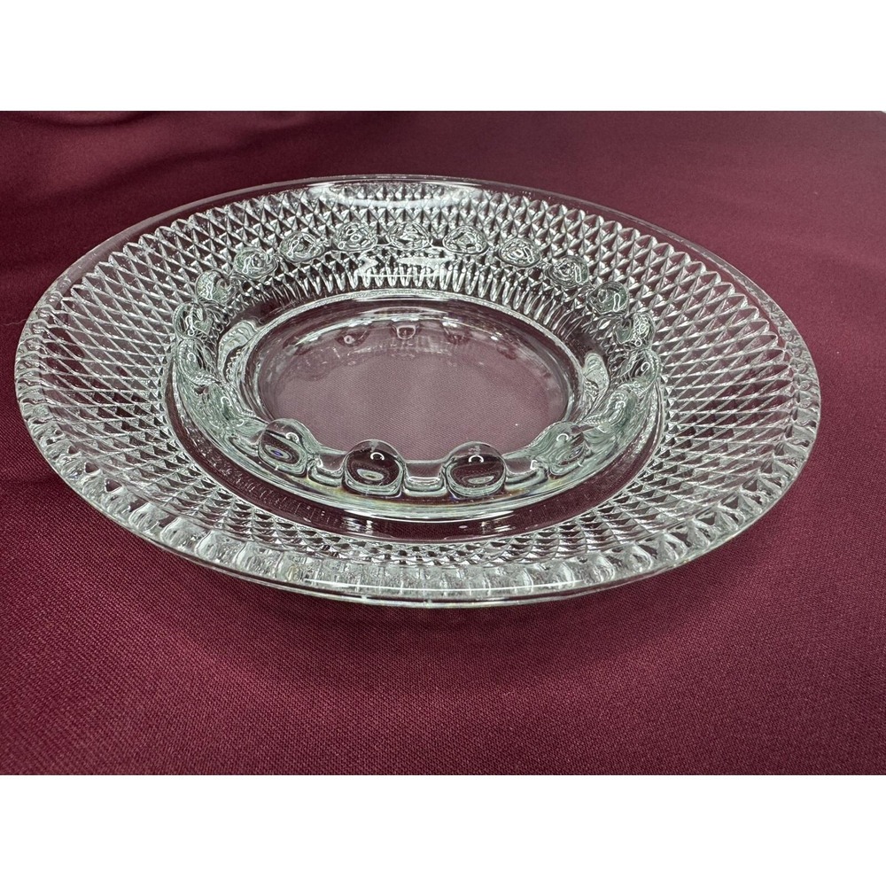 Vintage pressed Ashtray English Hobnail Diamond Cut Clear Glass 16 Rests
